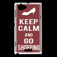 Coque Sony Xperia L Keep Calm Go Shopping Brique