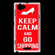 Coque Sony Xperia L Keep Calm Go Shopping Rouge