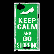 Coque Sony Xperia L Keep Calm Go Shopping Vert