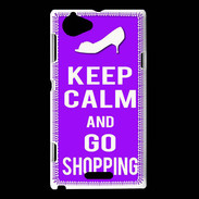 Coque Sony Xperia L Keep Calm Go Shopping Violet