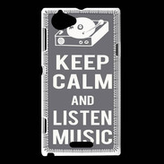 Coque Sony Xperia L Keep Calm Listen music Gris