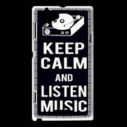 Coque Sony Xperia L Keep Calm Listen music Noir