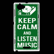 Coque Sony Xperia L Keep Calm Listen music Vert