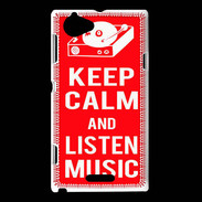 Coque Sony Xperia L Keep Calm Listen music Rouge