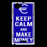 Coque Sony Xperia L Keep Calm Make money Bleu