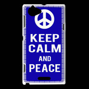 Coque Sony Xperia L Keep Calm Peace Bleu