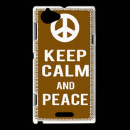 Coque Sony Xperia L Keep Calm Peace Marron