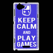 Coque Sony Xperia L Keep Calm Play games Bleu