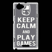 Coque Sony Xperia L Keep Calm Play games Gris