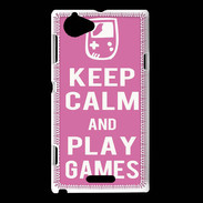 Coque Sony Xperia L Keep Calm Play games Rose