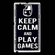 Coque Sony Xperia L Keep Calm Play games Noir