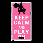 Coque Sony Xperia L Keep Calm Play on Rose