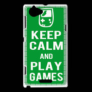 Coque Sony Xperia L Keep Calm Play games Vert