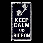 Coque Sony Xperia L Keep Calm Ride on Noir