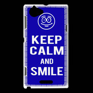 Coque Sony Xperia L Keep Calm Smile Bleu