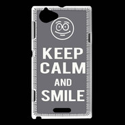 Coque Sony Xperia L Keep Calm Smile Gris