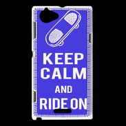 Coque Sony Xperia L Keep Calm Ride on Bleu