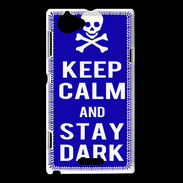 Coque Sony Xperia L Keep Calm Stay dark Bleu