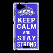 Coque Sony Xperia L Keep Calm Stay strong Bleu