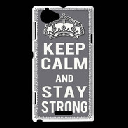Coque Sony Xperia L Keep Calm Stay strong Gris