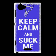 Coque Sony Xperia L Keep Calm Suck me Bleu