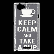 Coque Sony Xperia L Keep Calm Take a cup Gris