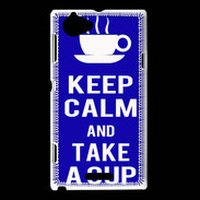 Coque Sony Xperia L Keep Calm Take a cup Bleu