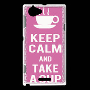 Coque Sony Xperia L Keep Calm Take a cup Rose