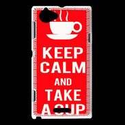 Coque Sony Xperia L Keep Calm Take a cup Rouge