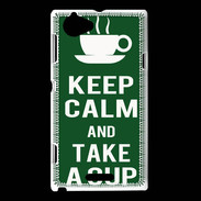 Coque Sony Xperia L Keep Calm Take a cup Vert