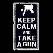 Coque Sony Xperia L Keep Calm Take a gun Noir
