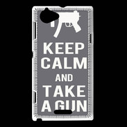 Coque Sony Xperia L Keep Calm Take a gun Gris