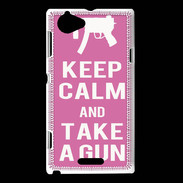 Coque Sony Xperia L Keep Calm Take a gun Rose