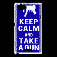 Coque Sony Xperia L Keep Calm Take a gun Bleu