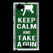 Coque Sony Xperia L Keep Calm Take a gun Vert