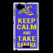 Coque Sony Xperia L Keep Calm Take Banana Bleu