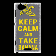 Coque Sony Xperia L Keep Calm Take Banana Gris