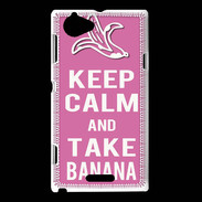 Coque Sony Xperia L Keep Calm Take Banana Rose