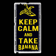 Coque Sony Xperia L Keep Calm Take Banana Noir