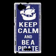 Coque Sony Xperia L Keep Calm Be a Pirate Bleu