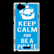 Coque Sony Xperia L Keep Calm Be a Pirate Cyan