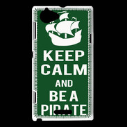 Coque Sony Xperia L Keep Calm Be a Pirate Vert