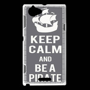 Coque Sony Xperia L Keep Calm Be a Pirate Gris