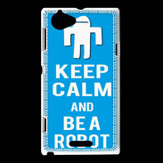 Coque Sony Xperia L Keep Calm Be a Robot Cyan