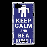 Coque Sony Xperia L Keep Calm Be a Robot Bleu