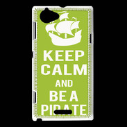 Coque Sony Xperia L Keep Calm Be a Pirate Vert pomme