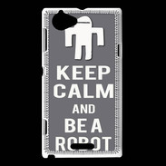 Coque Sony Xperia L Keep Calm Be a Robot Gris