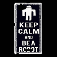 Coque Sony Xperia L Keep Calm Be a Robot Noir