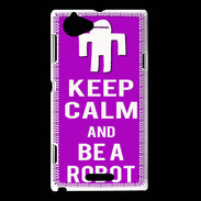 Coque Sony Xperia L Keep Calm Be a Robot Violet