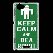 Coque Sony Xperia L Keep Calm Be a Robot Vert